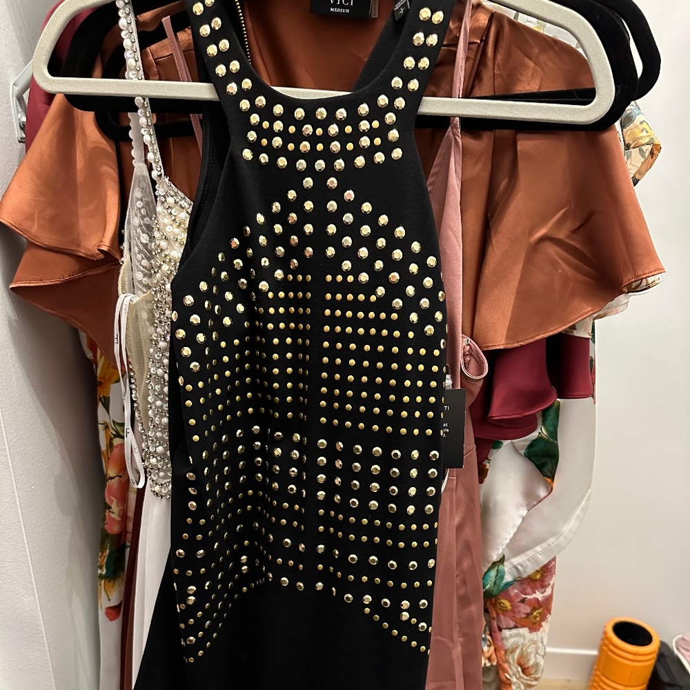 Express dress black with gold studs